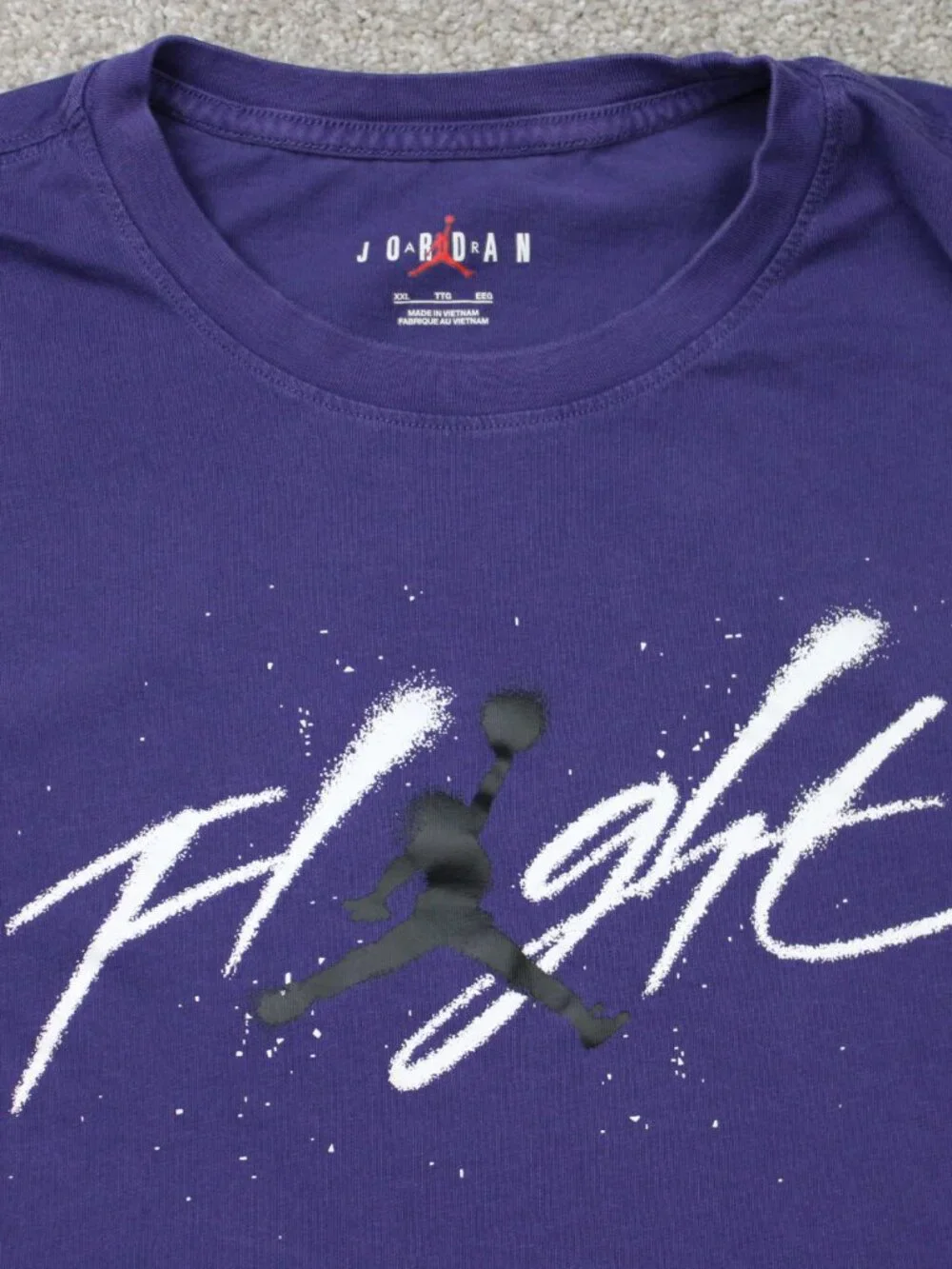 Jordan Flight Shirt Men 2XL XXL Purple Double Sided Cotton Short Sleeve Pullover